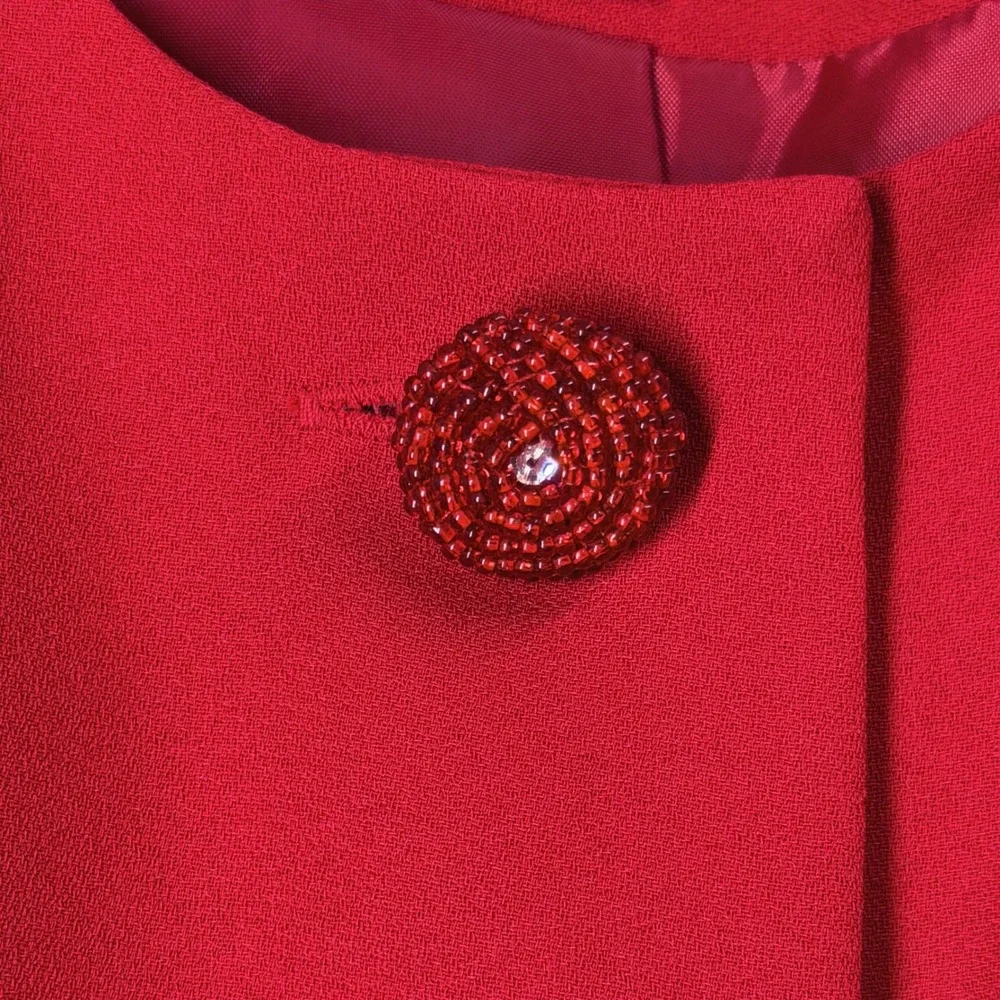 NWT R&M Richards Red Skirt Suit‎ 8 Petite Embellished Evening Church Holiday Set